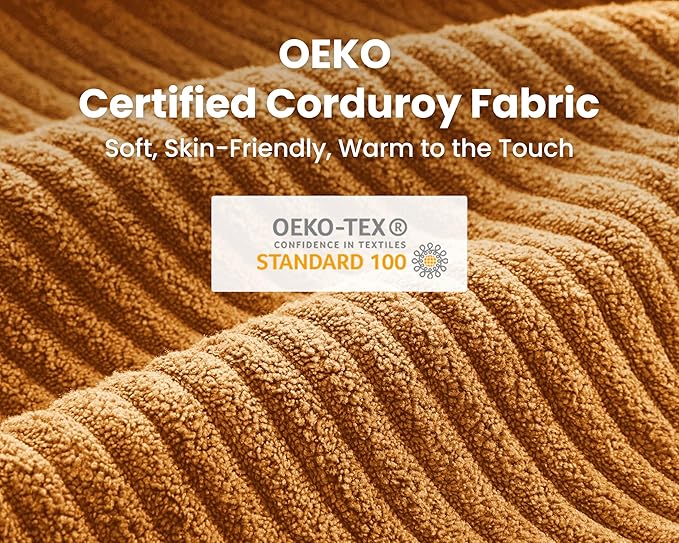 Pull Out Sofa Bed, Full Size Sleeper Sofa, 2-in-1 Convertible Corduroy Couch with USB Charging, Memory Form Couch for Living Room, Apartment and Small Space (Mustard Yellow, Corduroy - Queen Size)