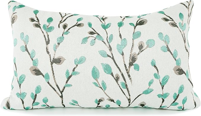 YOUR SMILE Classical Embroidery Jacquard Green Square Decorative Throw Pillow Case Cushion Cover,12x20 inch