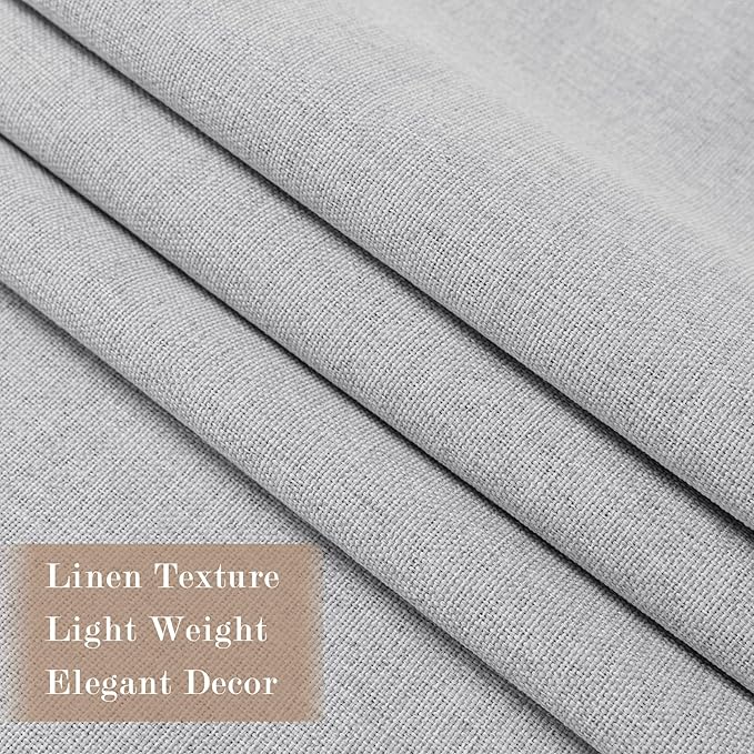 100" W x 84" L Faux Linen Room Divider Curtains, Full Blackout Pinch Pleated Drapes for Traverse Rod, Bedroom Divider Privacy Drapery with Hooks for Ceiling Track, 1 Panel, Silver Grey