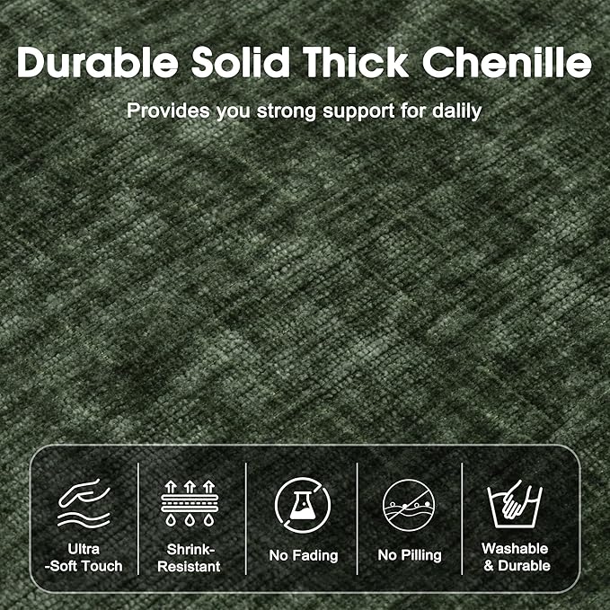 Modern Minimalist Chenille Modular Sectional Sofa, Oversized Deep-Seat U-Shaped Couch with Movable Ottoman, Thick Cushions, Upholstered Sofa for Living Room, Bedroom, Office, Apartment Green 2 Ottoman