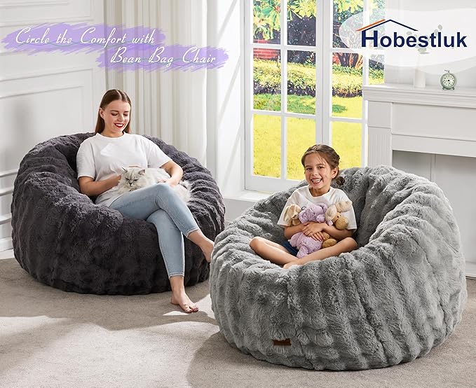 Hobestluk Bean Bag Chair Oversized Bean Bag Chair for Adults Donut-Shaped Large Bean Bag with Spacious Design for Living Room Bedroom or Reading Nook (Bubble Dark Grey)