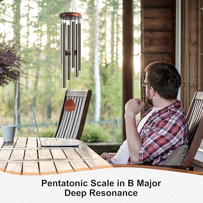 Large Aluminium Wind Chimes 37" Inches to Create a Zen Atmosphere Suitable for Outdoor, Garden, Patio Decoration Wind Chimes with Wind Catcher Suitable as A Gift for Unisex(2 Pack Copper)