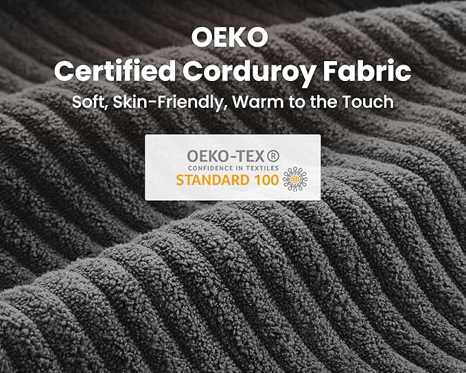 Pull Out Sofa Bed, Full Size Sleeper Sofa, 2-in-1 Convertible Corduroy Couch with USB Charging, Memory Form Couch for Living Room, Apartment and Small Space (Dark Grey, Corduroy - Full Size)