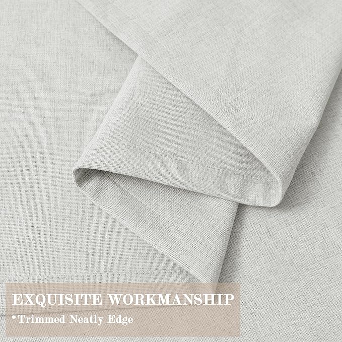 100" W x 84" L Faux Linen Room Divider Curtains, Full Blackout Pinch Pleated Drapes for Traverse Rod, Bedroom Divider Privacy Drapery with Hooks for Ceiling Track, 1 Panel, Greyish White