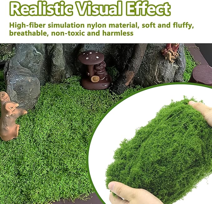Potanro Faux Green Moss 5.3oz Artificial Fake Plant Moss for Potted Plants Indoor, Crafts, Planters, Bonsai Artifcial, DlY Floral Decorative Moss, Fairy Garden Wedding Table Centerpieces Decor