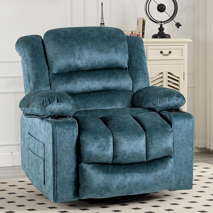 Recliner Chair Rocker Modern Ergonomic Lounge 360 Degree Swivel Single Sofa Seat Living Room Lounge Recliners on Clearance Foam Filling