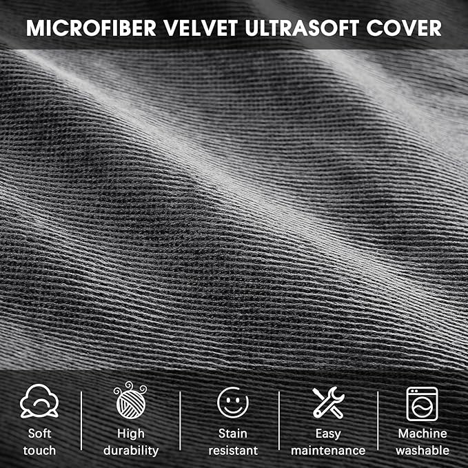 Bean Bag Chairs for Adults - Memory Foam Furniture BeanBag Chair - Kids/Teens Sofa with Soft Micro Fiber Cover - Round Fluffy Couch for Living Room Bedroom College Dorm - 4 ft, Gray Stripe