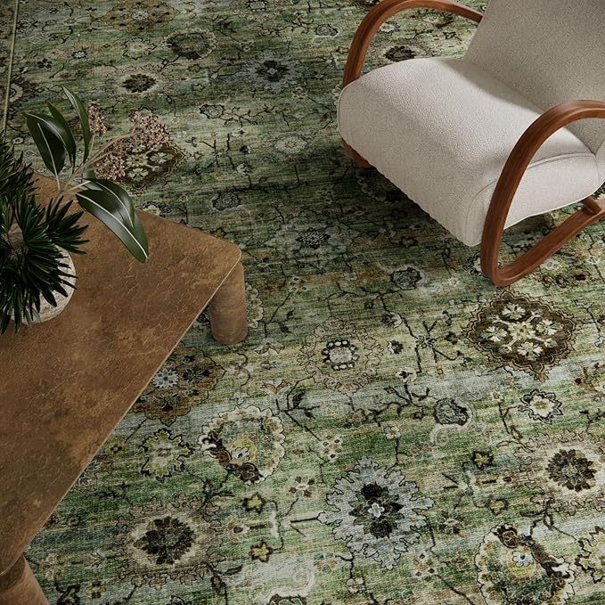 Washable Area Rugs for Living Room: 9x12 Rug Boho Vintage Rugs Stain Resistant Non Slip Low Pile Lightweight Soft Carpets for Bedroom Kitchen Dining Room Nursery Kids Room Farmhouse Home Office