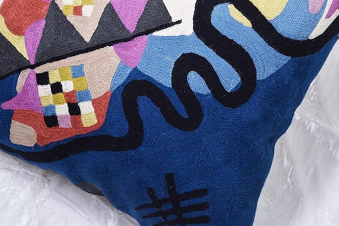 Wool Cotton Blend Abstract Flow Plush Pillow Cover - 18x18, Indoor and Outdoor