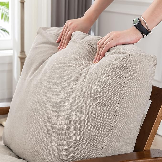 chairus Mid Century Accent Armchair Modern Upholstered Lounge Chair Compfy Leisure Arm Chair for Living Room Fireplace/Bedroom/Reception/Dorms, Denim Fabric Beige