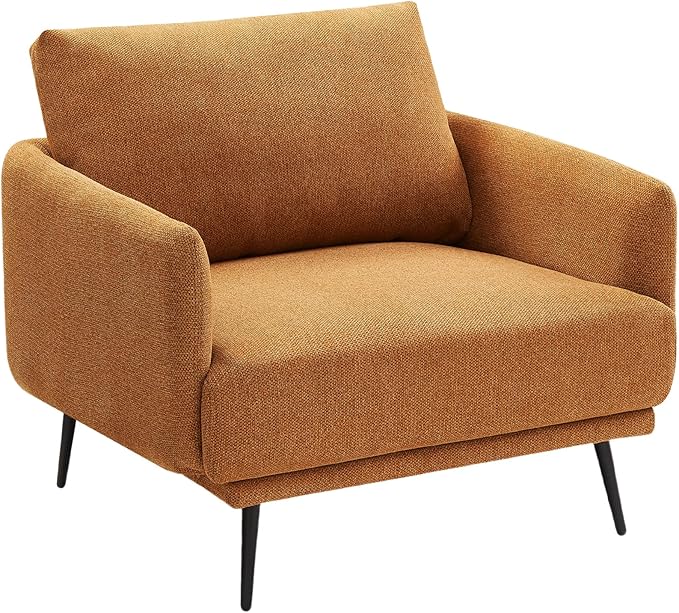 Oversized Accent Chair Set of 2 for Living Room Chairs Reading Arm Chair Comfy Modern Single Sofa Side Chairs with Metal Legs & Soft Cushion for Bedroom, Balcony,Waiting Room (Polyester, Caramel)