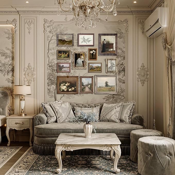 LANCHI95 12 Pcs Vintage Wall Art Decor, Vintage Art Prints, Vintage Posters for Room, Moody gallery wall art, Eclectic French Country Pictures Wall Decor for Bedroom (UNFRAMED)