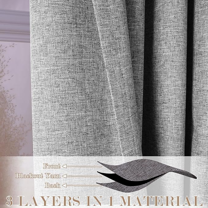 150 Inches Extra Wide Room Divider Draperies, Pinch Pleat Drapes, Absolutely Blackout Sliding Door Drapery, Total Privacy Ceiling Track Curtains, 150" W by 84" L, Light Grey (1 Panel)