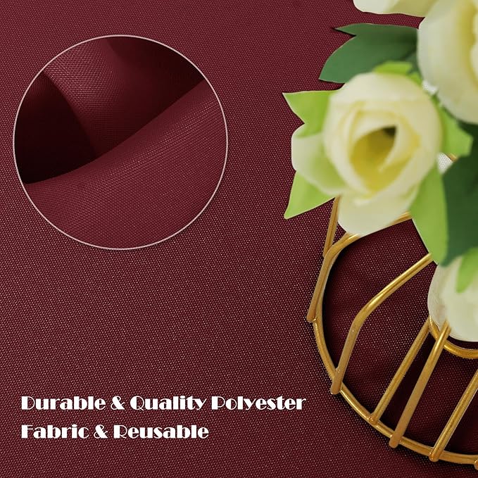 sancua Rectangle Tablecloth - 70 x 90 Inch - Stain and Wrinkle Resistant Washable Polyester Table Cloth, Decorative Fabric Table Cover for Dining Tables, Buffet Parties and Camping, Burgundy