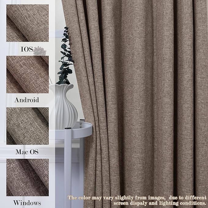 150 Inches Extra Wide Room Divider Draperies, Pinch Pleat Drapes, Absolutely Blackout Sliding Door Drapery, Total Privacy Ceiling Track Curtains, 150" W by 96" L, Light Brown (1 Panel)