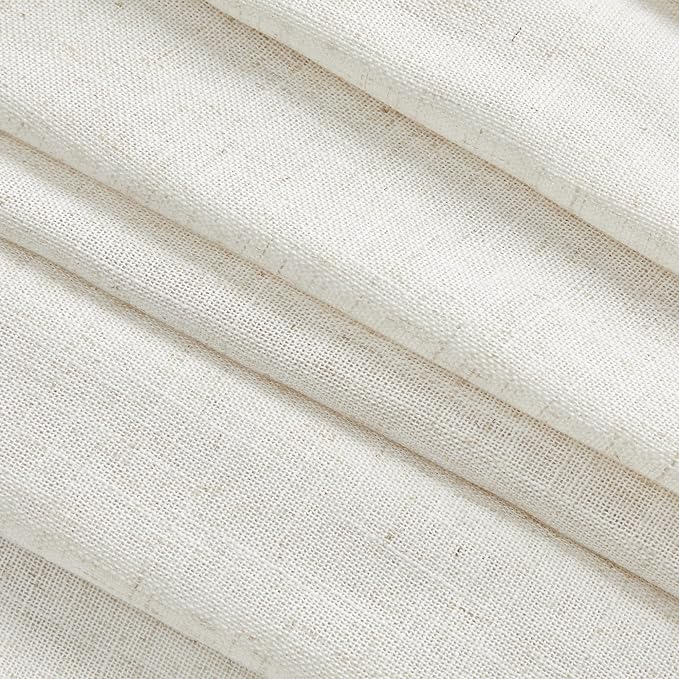 MYSKY HOME Living Room Curtains for Windows, Semi Sheer Linen Curtains Boho Room Decor Sliding Glass Patio Doorways Light Filtering Privacy Protect Soft Texture, 50" x 90", Linen, 2 Panels