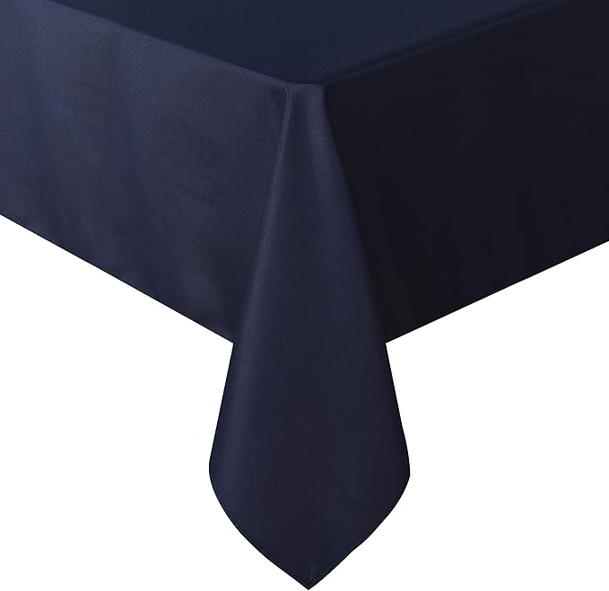 sancua Rectangle Tablecloth - 54 x 120 Inch - Water Resistant Spill Proof Washable Polyester Table Cloth, Decorative Fabric Table Cover for Dining Tables, Buffet Parties and Camping, Navy