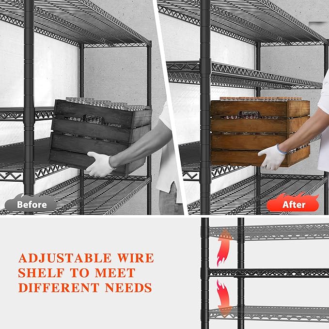 REIBII Storage Shelves 3200 LBS Capacity Wire Shelving with Wheels Heavy Duty Metal Shelf for Warehouses, Garage,Kitchens, School,Commercial Shelf, 73" H X 60" W X 18" D, 2 Pack