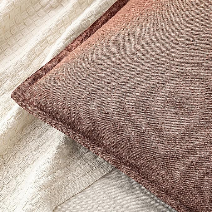 MIULEE Fall Decorative Linen Pillow Covers 20x20 Inch Rust Red Boho Farmhouse Neutral Couch Throw Pillows for Bed Pack of 2 Accent Modern Pillowcase Sofa Livingroom Home Decor