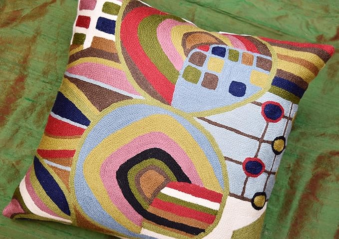 Hundertwasser Modern Pillow Cover Contemporary Pillowcase Outdoor Abstract Couch Accent Throw Pillowsham Mid Century Chair Cushions Handmade Wool Size 18x18