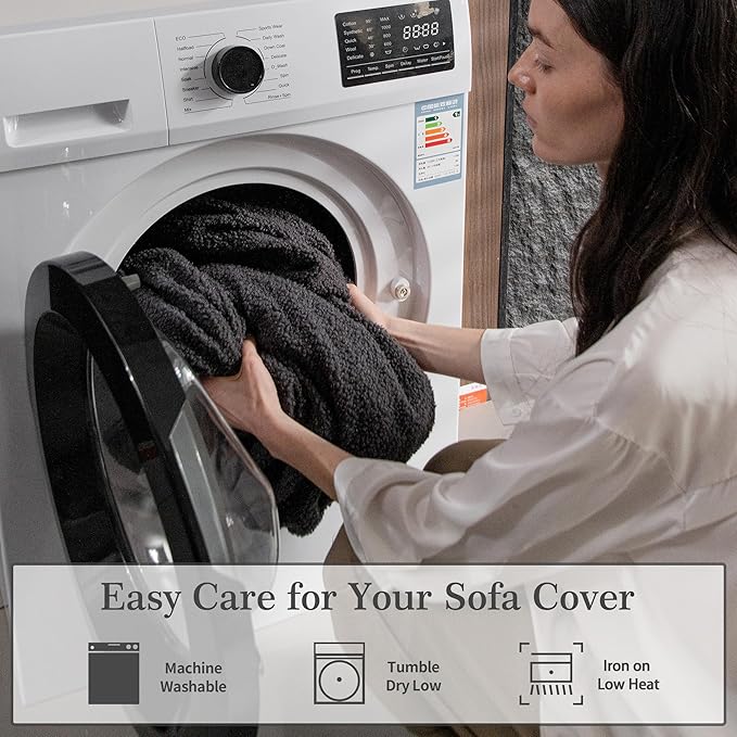 Couch Cushion Covers for Sectional Sofa, Stretch Soft Sofa Slipcovers Washable Wear-Resistant Universal Furniture Protector for Living Room(1 Piece Large Cover, Dark Gray)