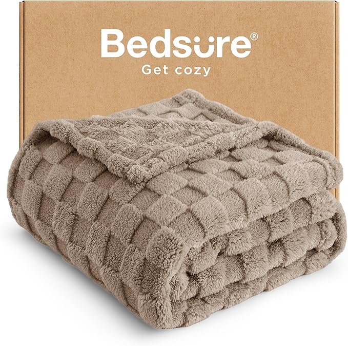 Bedsure GentleSoft Light Taupe Throw Blanket for Couch - Super Soft Cozy Blankets Gifts for Women Men Girls, Cute Small Fleece Throws for Bedroom Home Decor, 50x70 Inches