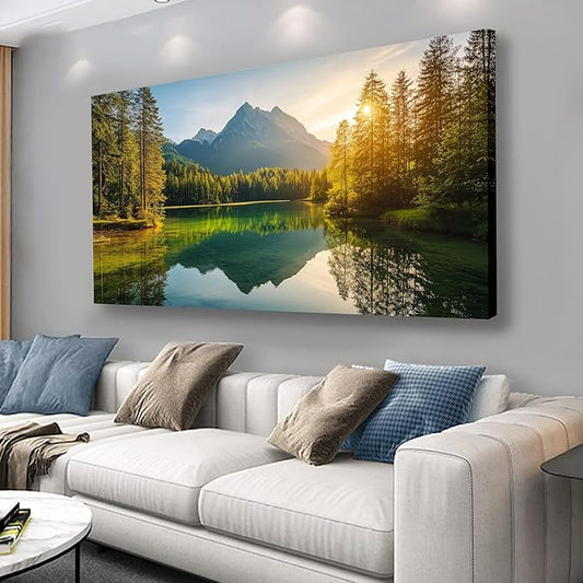 Yuaxker Tree Pictures Wall Decor Green Wall Art Natural Landscape Painting Modern Aesthetic Artwork for Living Room Bedroom Dining Room Office Home Decor 20x40inch