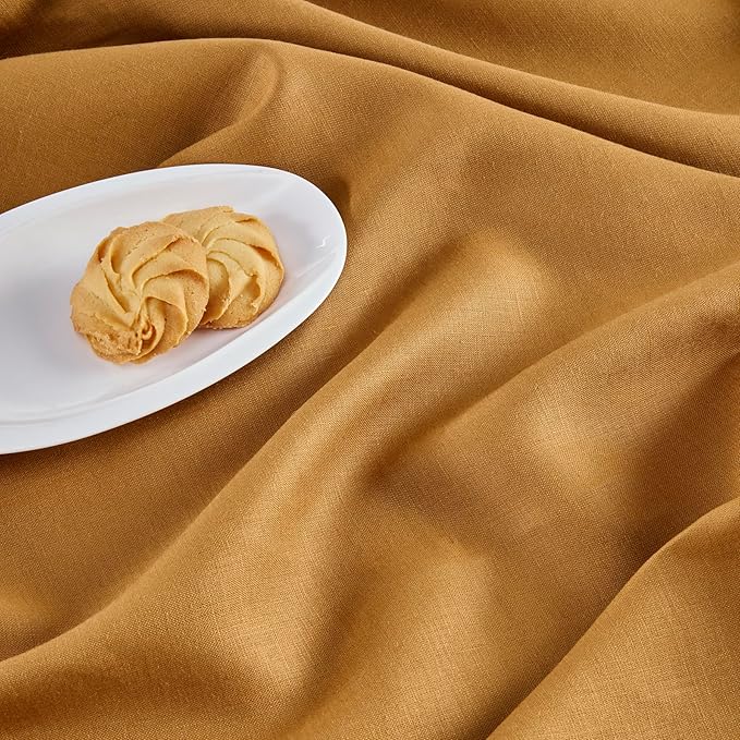 Solino Home Linen Brown Sugar Table Runner 72 Inches Long - 100% Pure Linen Hemstitch Table Runner 14 x 72 Inch for Dresser, Dining, Fall, Autumn, Halloween, Thanksgiving - Classic Hemstitch