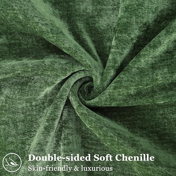 decorUhome Christmas Couch Throw Pillow Covers 26x26 Set of 2, Decorative Soft Euro Neutral Chenille Pillow Covers with Elegant Design for Sofa Bed Living Room Home Decor, Moss Green