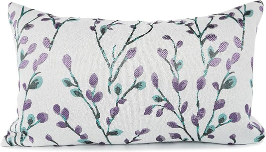 YOUR SMILE Classical Embroidery Jacquard Purple Square Decorative Throw Pillow Case Cushion Cover,12x20 inch