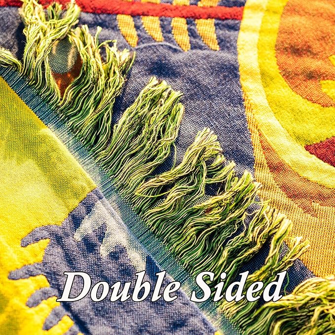 Snycler Boho Throw Blanket for Bed, 100% Organic Cotton Muslin Soft Throw-Blue Boho Floral Farmhouse Rustic Spring Summer Fall Decor Blanket for Couch Sofa Quilt and Gift, 80" x 90"