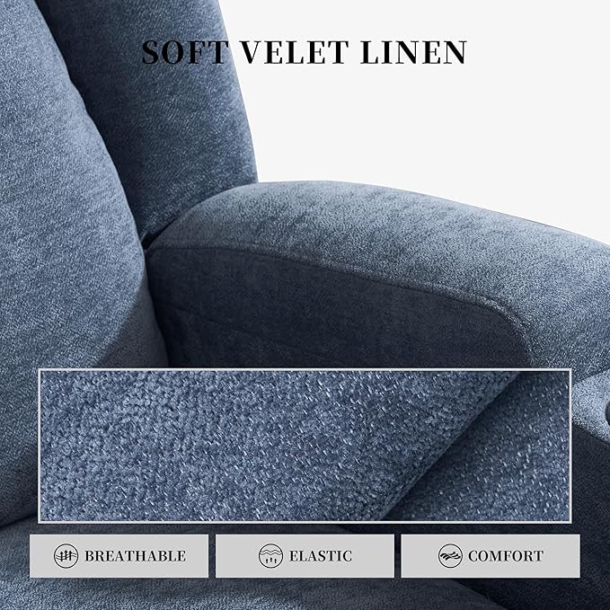 Power Lift Recliner Chair for Elderly with Massage and Heat, Recliner Chairs for Adults, Upgraded Fabric Reclining Sofa Chair with USB & Type-C Ports and Side Pockets, L1188 (Blue)