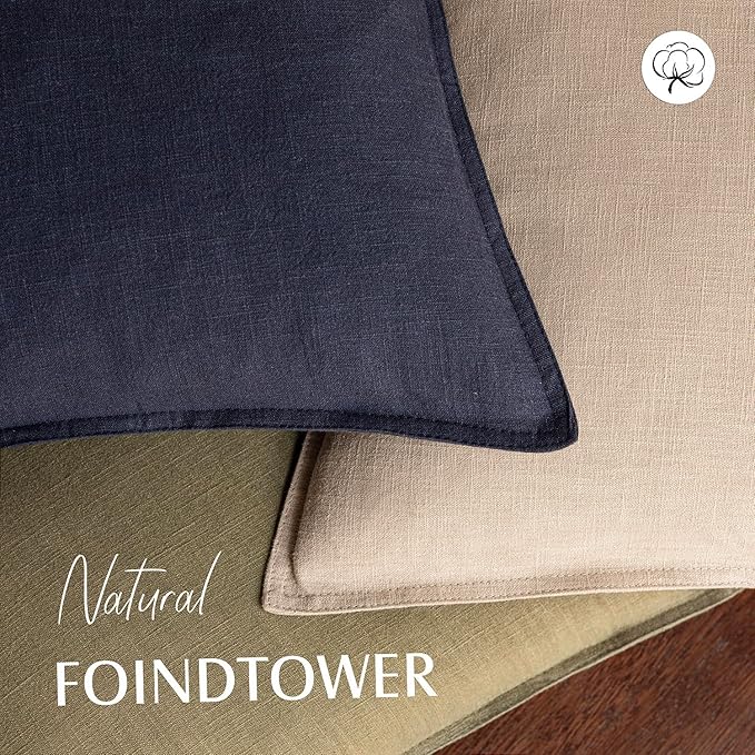 Foindtower Pack of 2, Decorative Linen Soild Throw Pillow Covers Soft Accent Cushion Case Farmhouse Neutral Pillowcase for Chair Couch Sofa Bedroom Living Room Home Decor 20 x 20 Inch Tan Beige