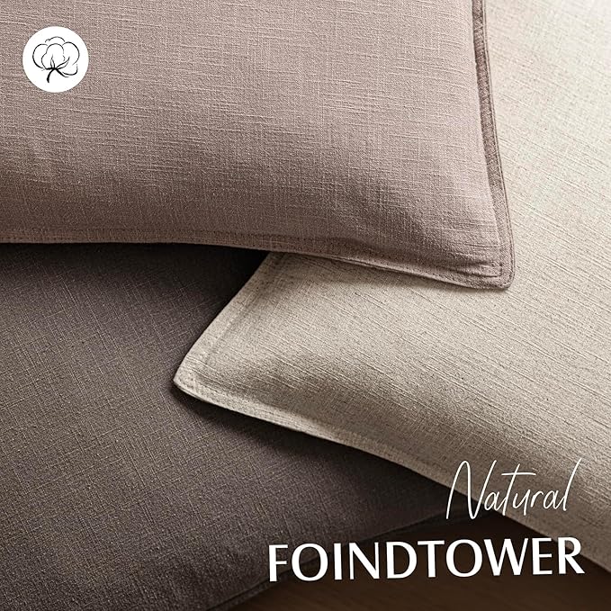 Foindtower Set of 2, Decorative Linen Soild Throw Pillow Covers Soft Accent Euro Cushion Case Boho Farmhouse Pillowcase for Chair Couch Sofa Bedroom Living Room Home Decor 20 x 20 Inch Dusty Pink
