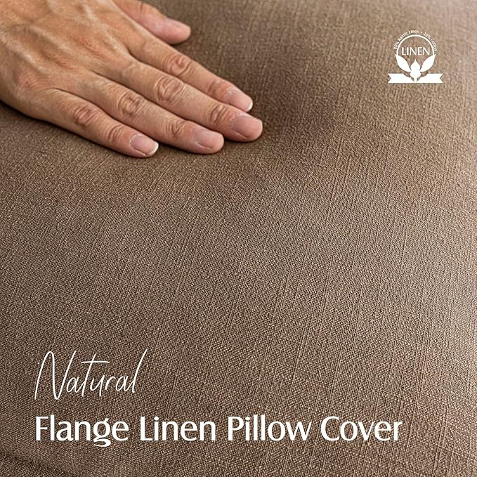 Foindtower Pack of 2, Decorative Linen Soild Throw Pillow Covers Soft Accent Cushion Case Boho Farmhouse Neutral Pillowcase for Chair Couch Sofa Bedroom Living Room Home Decor 24 x 24 Inch Light Brown