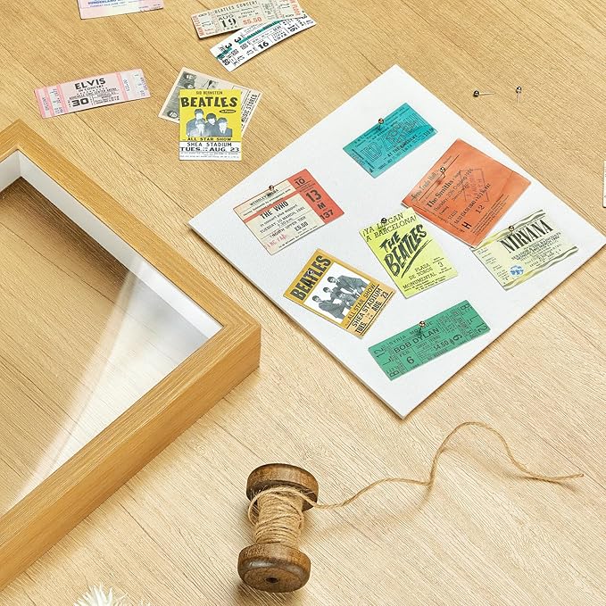 5x5 Shadow Box Picture Frame Display Case with Soft Linen Back-Thickened Panel,Small Mini Brown Deep Shadow Memory Box Frame 5x5 for Insect Display Pet Photo Memorial Flower Craft