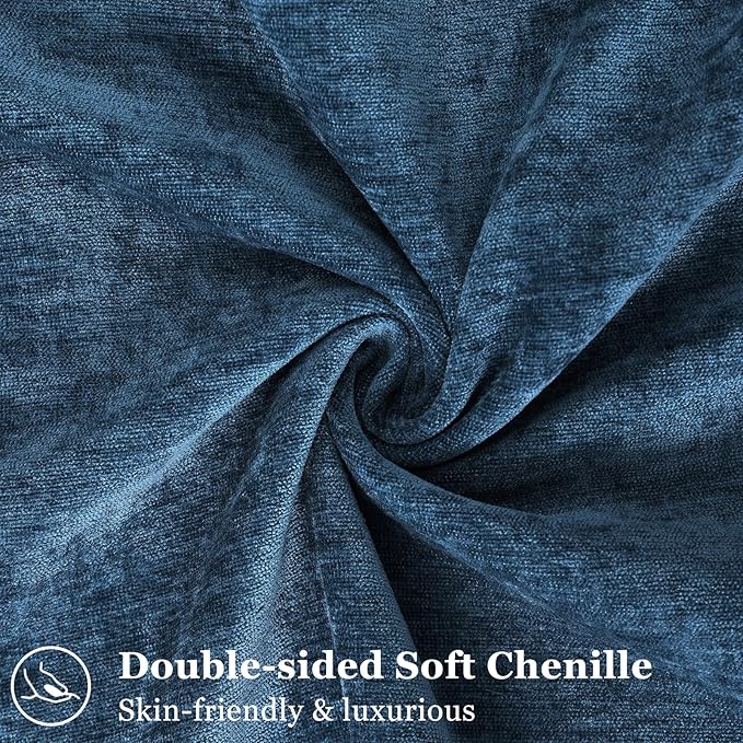 decorUhome Couch Throw Pillow Covers 22x22 Set of 2, Decorative Soft Euro Neutral Chenille Pillow Covers with Elegant Design for Sofa Bed Living Room Home Decor, Poseidon