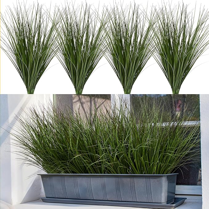 32PCS 17.3" Fake Plants Artificial Wheat Grass Greenery Plastic Plants Fake Grass Artificial Plants for Outdoor Decor Artificial Grass Plant with Greenery Stems for Indoor Home Decoration