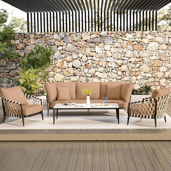 hyha Waterproof Couch Cushion Covers, Stretch Sofa Couch Seat Slipcover for Dog Washable, Non-Slip Waterproof Outdoor Cushion Covers for Patio Furniture Replacement (1 Piece for Large, Camel)