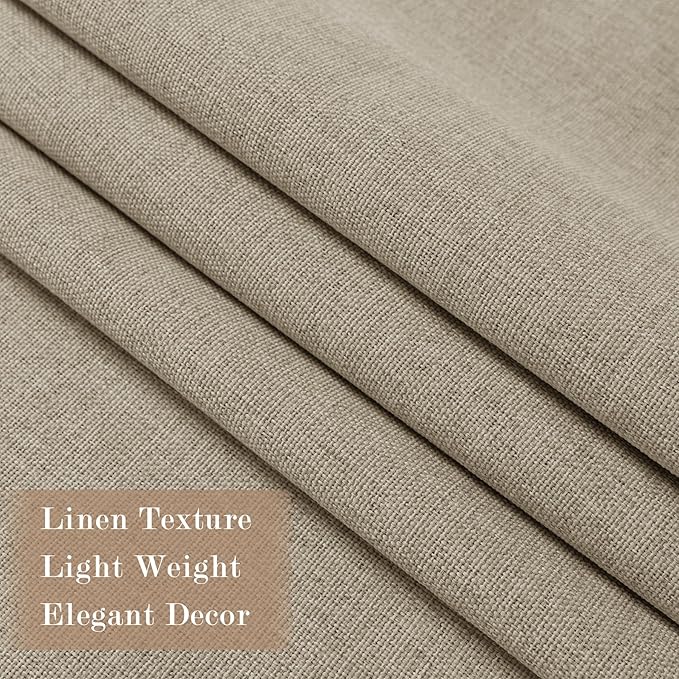 100" W x 84" L Faux Linen Room Divider Curtains, Full Blackout Pinch Pleated Drapes for Traverse Rod, Bedroom Divider Privacy Drapery with Hooks for Ceiling Track, 1 Panel, Light Khaki