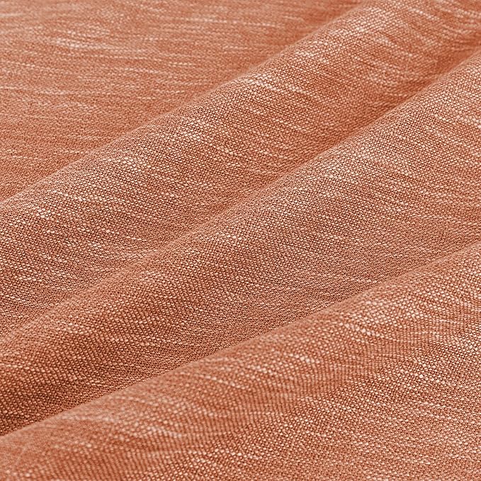 MYSKY HOME Floor Length Burnt Orange Curtains 95 Inch Long Panels, Boho Curtains Farmhouse for Living Room Sliding Glass Door, Rod Pocket Linen Look Texture Light Filtering, 50" x 95", Orange, Pack-2