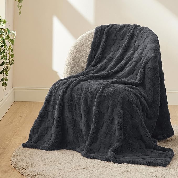 Bedsure GentleSoft Twin Blanket for Bed Dark Grey - Super Soft Cozy Blankets for Women Men Girls, Cute Fuzzy Fleece Throws for Bedroom Couch, 60x80 Inches