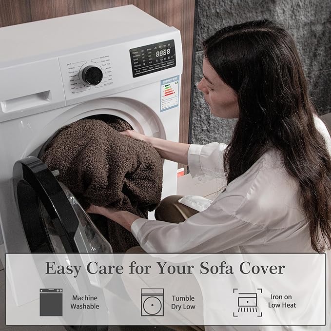 Couch Cushion Covers for Sectional Sofa, Stretch Soft Sofa Slipcovers Washable Wear-Resistant Universal Furniture Protector for Living Room(1 Piece Armrest Cover, Brown)