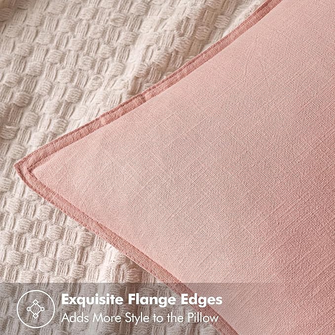 MIULEE Decorative Linen Pillow Covers 20x20 Inch Pink Boho Farmhouse Neutral Couch Throw Pillows for Bed Pack of 2 Accent Modern Pillowcase Sofa Livingroom Home Decor