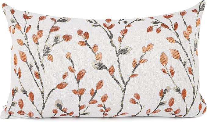 YOUR SMILE Classical Embroidery Jacquard Orange Square Decorative Throw Pillow Case Cushion Cover,12x20 inch