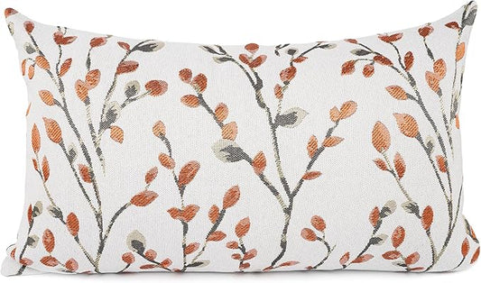 YOUR SMILE Classical Embroidery Jacquard Orange Square Decorative Throw Pillow Case Cushion Cover,12x20 inch