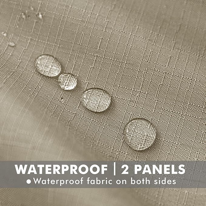 HolidayIdeas 6 Panels Linen Outdoor Curtains for Patio Waterproof Taupe Outside Curtains 54"x95"-Indoor/Outdoor Gazebo Curtains Weighted Weatherproof, Privacy for Pergola, Porch, Cabana, Backyard
