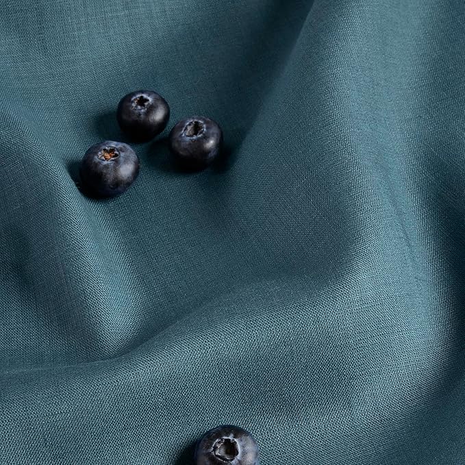 Solino Home Linen Table Runner 72 Inches Long - 100% Pure Linen Peacock Blue Table Runner 14 x 72 Inch - Fete