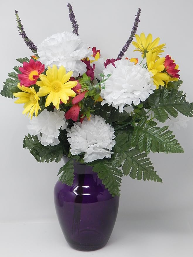 Floral Supply Online - 8" Rose Vase and Flower Guide Booklet - Decorative Glass Flower Vase for Floral Arrangements, Weddings, Home Decor or Office. (Purple)