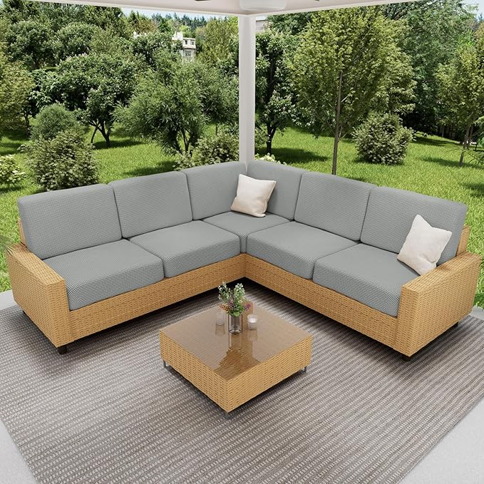 hyha Waterproof Couch Cushion Covers for Pets, Non Slip Sofa Cover for Dogs Washable, Soft Thick Stretch Jacquard Fabric, Sofa Slipcovers with Elastic Bottom (1 Piece for Backrest M, Light Grey)